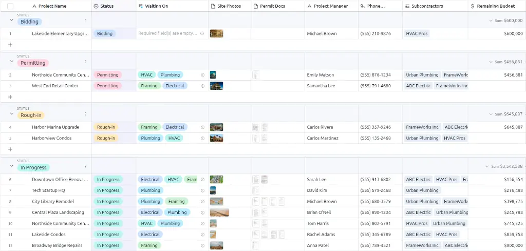 Visual Database Interface - Subcontractor Management